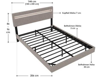 Juskys Lissabon - Zwevend bed - LED verlichting - Beige, Verzenden, Nieuw