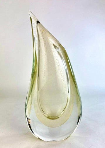 sculptuur, Vaso Sommerso Foglia Oro 24 Carati - 29.5 cm -