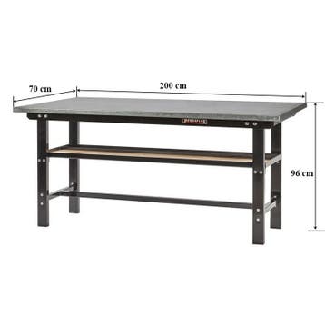 Werkbank zwart 200 cm met zinken werkblad - werkbank metaal, Doe-het-zelf en Verbouw, Werkbanken, Ophalen of Verzenden, Nieuw