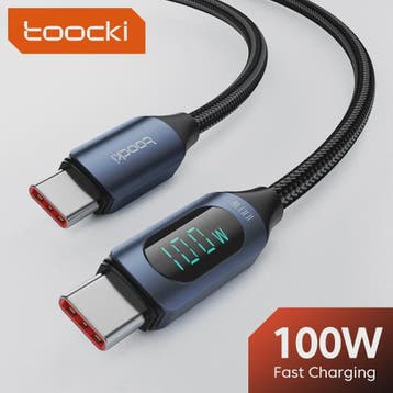 Toocki USB-C naar USB-C Kabel 100W PD Fast Charging met Digi, Verzenden, Nieuw