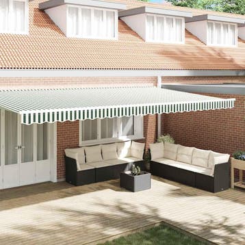vidaXL Vervangende markies volant Groen en Wit 580 x 20 cm, Tuin en Terras, Zonneschermen, Verzenden, Nieuw