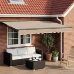vidaXL Handmatige Luifelhouder met LEDs Beige en Antraciet, Verzenden, Nieuw