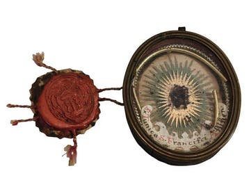 Antiek Reliekhouder - Glas, Metaal - 1700-1750 - Sint