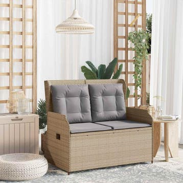 vidaXL Tuinbank Beige poly rattan, Verzenden, Nieuw, Rotan