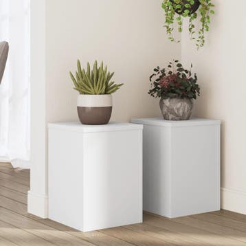 vidaXL Plantenstandaards 2 st 25x25x35 cm bewerkt hout wit, Verzenden, Nieuw