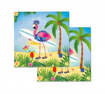 Flamingo Servetten 33x33cm - 20 stuks, Ophalen of Verzenden, Nieuw