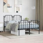 vidaXL Bedframe met hoofd- en voeteneinde metaal zwart, Huis en Inrichting, Slaapkamer | Bedden, Verzenden, Zwart, Nieuw, Twijfelaar
