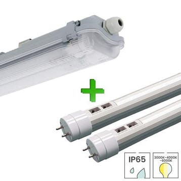 IP65 LED TL armatuur 120 cm dubbel + 2 LED TL buizen |, Verzenden, Nieuw, Functioneel