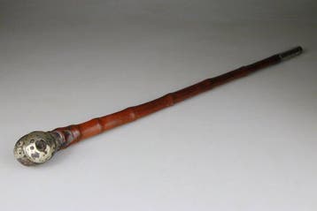 Opiumpijp, Chinees model, van bamboe - Bamboe, Zilver -