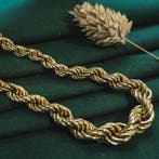 Gouden gedraaide schakelcollier (Ketting), Ophalen of Verzenden, Gebruikt, Overige kleuren, Goud