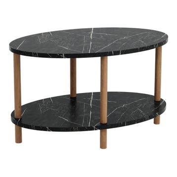 [en.casa] Salontafel Højreby 43x70x44 cm ovaal marmer zwart, Huis en Inrichting, Tafels | Salontafels, Verzenden, Nieuw