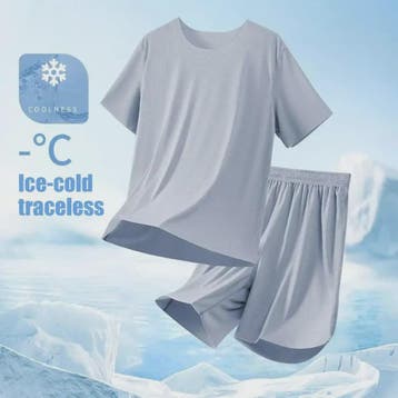 Heren Pyjama Set Korte Mouw & Shorts - Ademend Ijszijde Loun, Kleding | Heren, Verzenden, Nieuw