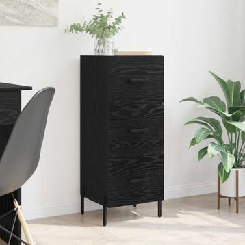vidaXL Dressoir Zwart eiken 34 x 34.5 x 90 cm Bewerkt hout, Verzenden, Nieuw, Overige houtsoorten, Minder dan 50 cm
