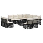 vidaXL Tuinbankenset 12 pcs Zwart poly rattan, Verzenden, Nieuw, 2 zitplaatsen