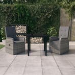 vidaXL 3-delige Tuinset met kussens grijs, 2 zitplaatsen, Nieuw, Tuinset, Verzenden