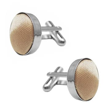 Fako Bijoux - Manchetknopen - Staal & Zijde - Ø 16mm - Beige, Verzenden, Nieuw