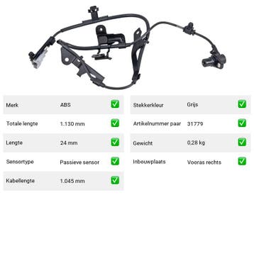 ABS-sensor Toyota Tundra 4.7 4WD (K3, K4) Van 1999-02 tot 20, Auto-onderdelen, Verzenden, Nieuw, Toyota