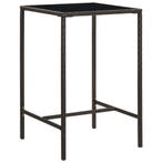 vidaXL Tuinbartafel 70x70x110 cm poly rattan en glas bruin, Verzenden, Nieuw