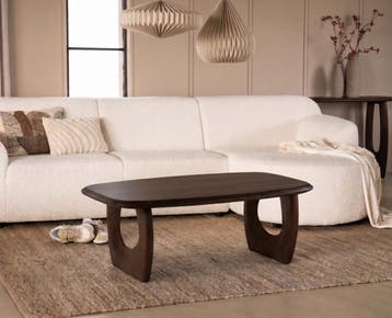 Salontafel Phoebe deens ovaal 130x70 cm - japandi - bruin |, Ophalen of Verzenden, Nieuw