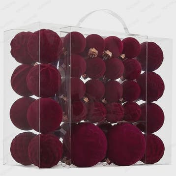 46-Delige Kerstballen Set - Velvet Pluche Kerstdecoratie Bal, Verzenden, Nieuw