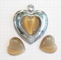 4 x plaksteen glas cate-eye hartje Zandkleur 12 mm (excl...., Ophalen of Verzenden, Nieuw, Overige typen