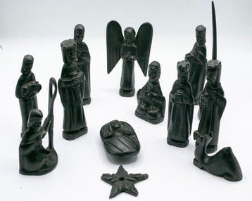 Presepe/Natività africana scolpita a mano - Kerststal (13) -