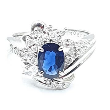 Zonder minimumprijs - Ring Platina - 1.95ct. tw. Saffier -, Nieuw