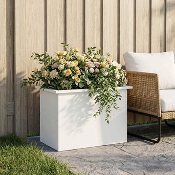 vidaXL Plantenbak met led Wit 40 x 60 x 40 cm Staal, Verzenden, Nieuw, Metaal, 60 tot 100 cm