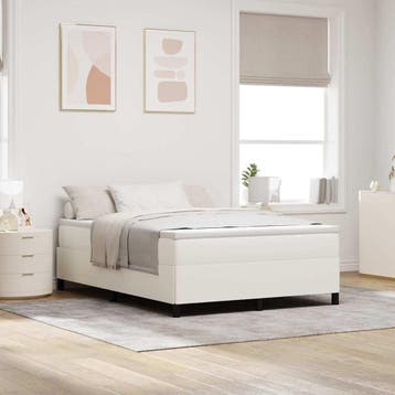 vidaXL Boxspringbed Crèmekleurig 140 x 200 cm Katoen Stof, Verzenden, Crème, Stof, Nieuw