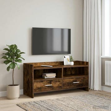 vidaXL TV-kast 100 x 33 x 47 cm Gerookt eiken Bewerkt hout, Minder dan 50 cm, Verzenden, Nieuw, Minder dan 100 cm