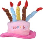 Soft pluche Happy Birthday hoed voor honden roze of blauw, Verzenden, Nieuw