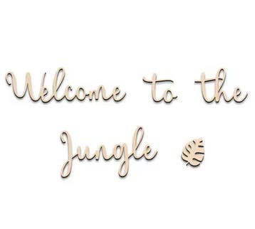 Houten wand tekst decoratie Welcome to the Jungle, Ophalen of Verzenden, Nieuw, Wanddecoratie