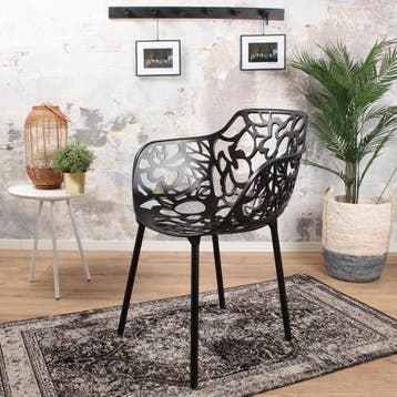 Eetkamerstoel  Aluminium Zwart - Kuipstoel Zwart - Stoel, Huis en Inrichting, Stoelen, Ophalen of Verzenden, Nieuw, Zwart