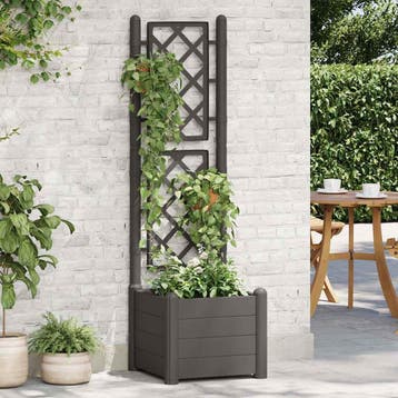 vidaXL Plantenbak met latwerk 43x43x142 cm PP, Kunststof, Verzenden, Minder dan 60 cm, Nieuw