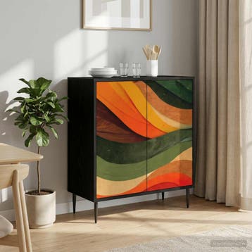 vidaXL Dressoir BONN Zwart eiken 69 x 33 x 76 cm Bewerkt, Huis en Inrichting, Verzenden, Nieuw, Overige houtsoorten, Minder dan 50 cm