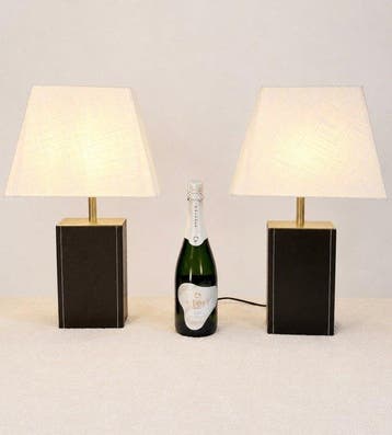 Tafellamp (2) - Staal, Leder - Set