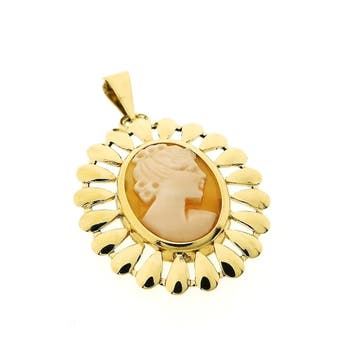 Gouden hanger met camee (Hanger of bedel), Ophalen of Verzenden, Gebruikt, Goud, Overige merken