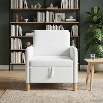 vidaXL Bank met opslag Wit 72 x 78 x 87 cm Polyester, Verzenden, Nieuw, Kunststof, Minder dan 150 cm