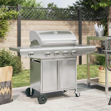 vidaXL Gasbarbecue met 5 branders roestvrij staal, Verzenden, Nieuw