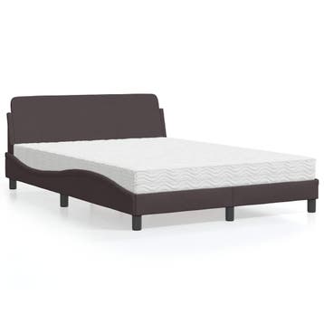 vidaXL Bed met matras Dover stof donkerbruin 120x200 cm, Bruin, Verzenden, Nieuw, Twijfelaar