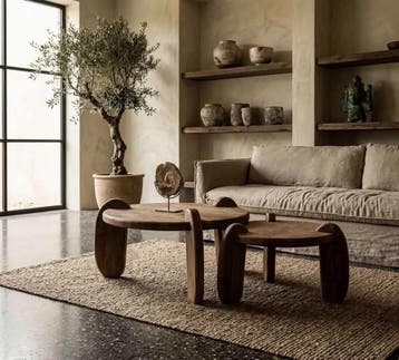 Salontafel Nyawa teak - 80cm | World of Brosi, Ophalen of Verzenden, Nieuw