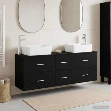 vidaXL Badkamerkastenset 3 st Zwart 136 x 35 x 80 cm Bewerkt, Verzenden, Nieuw