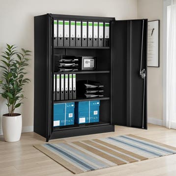 Archiefkast met 4 planken 140x90x40cm - zwart, Huis en Inrichting, Kasten | Roldeurkasten en Archiefkasten, Verzenden, Nieuw