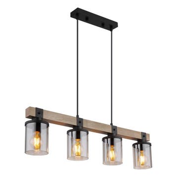 Hanglamp LILA 10.0 cm 4-lichts Zwart, Smoked, Ophalen of Verzenden, Nieuw, Metaal, 75 cm of meer