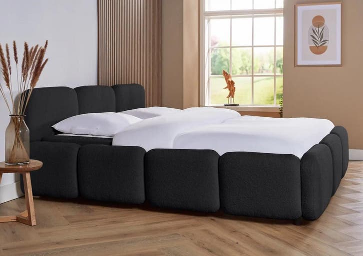 ACTIE! Bedframe Valencia 180 200 Zwart, Huis en Inrichting, Slaapkamer | Boxsprings, 180 cm, 200 cm, Zwart, Tweepersoons, Nieuw