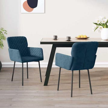 vidaXL Eetkamerstoelen 2 st fluweel blauw, Huis en Inrichting, Stoelen, Verzenden, Nieuw, Blauw
