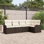 vidaXL Tuin Sofa Set met opslag 5 pcs Bruin poly rattan, Verzenden, Nieuw, Rotan, 5 zitplaatsen
