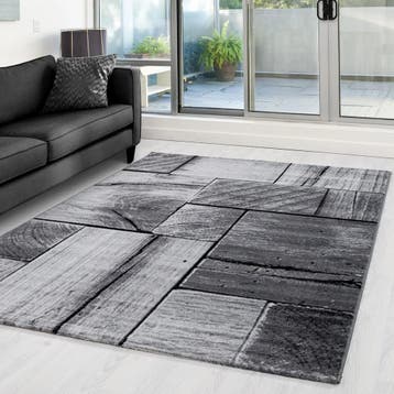 Modern Vloerkleed | Parma | Hout | Zwart | 80x150 cm, Huis en Inrichting, Verzenden, Nieuw
