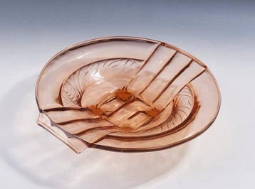 walther glass - Schaal - Zalmroze Art Deco model Sigrid •