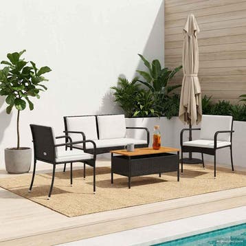 vidaXL Tuin set met kussen staal, Verzenden, Nieuw, Rotan
